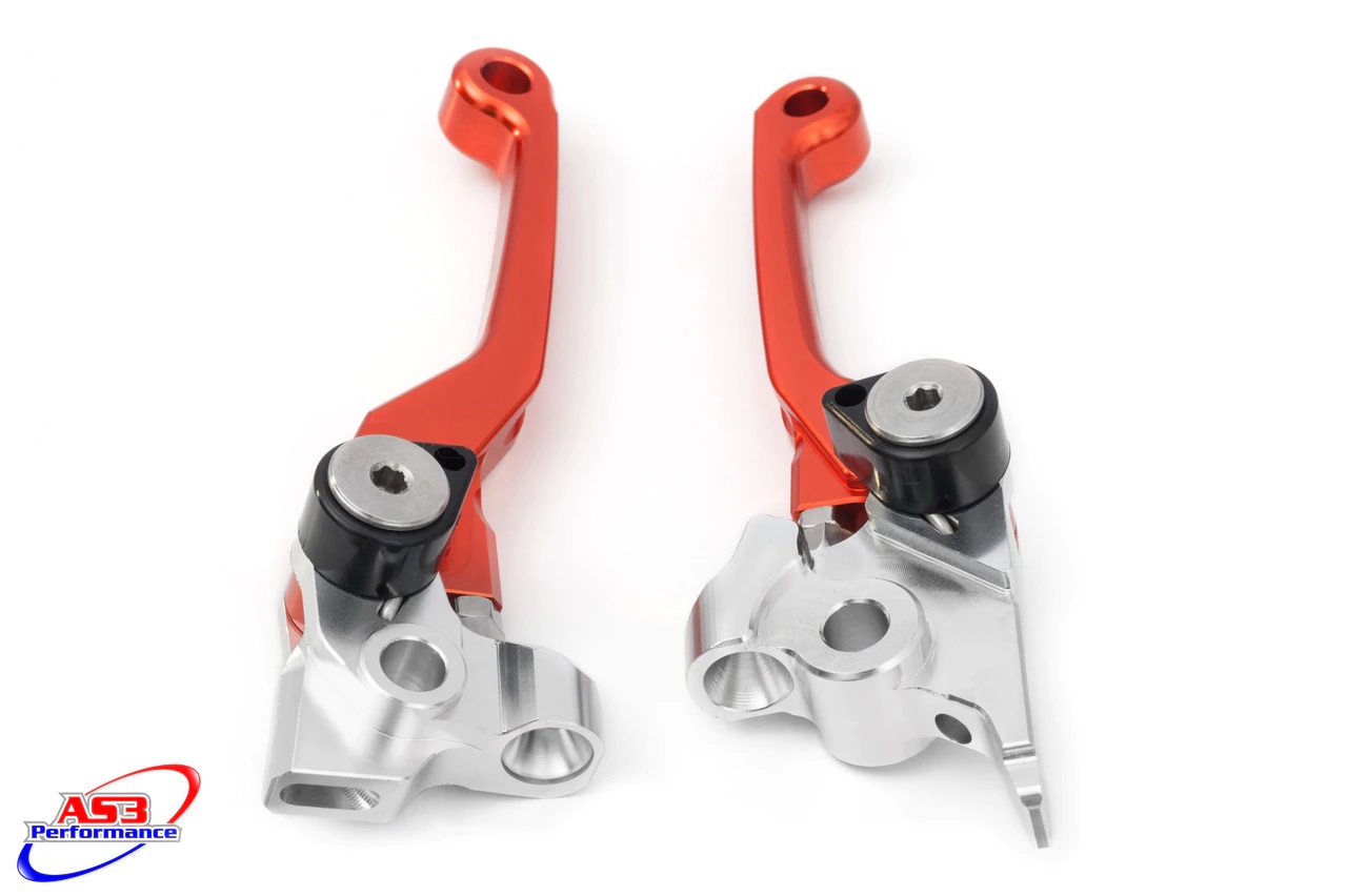 AS3 BRAKE & CLUTCH FLEXI LEVERS Suits KTM 125 150 SX 2016-2023 250 300 350 450 500 SXF EXC 2014-2023 (ORANGE)